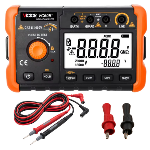 Victor-VC60B-Izolasyon-Direnci-Test-Cihazi-5GΩ-1000V-Megaohmmetre-enkaotomasyon Victor VC60B+ İzolasyon Direnci Test Cihazı 5GΩ | 1000V Megaohmmetre